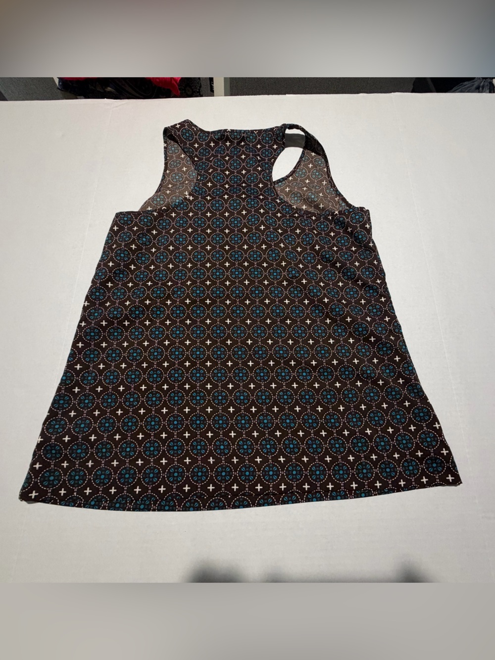 GAP Black Geometric Print Racerback Tank with Teal Accents‎ - Picture 4 of 4